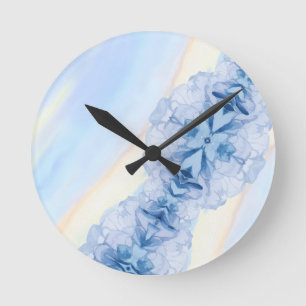 Elegant Blauw Bloemschilderwerk in Waterverf Ronde Klok