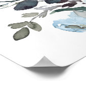 Elegant Blauw Bloemstuk Groene Huwelijks Welkomstb Poster (Hoek)