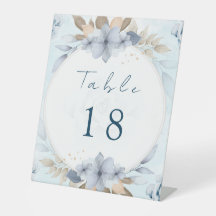 Elegant Blauw Bloemstuk Trouw Tafelnummer | Printa