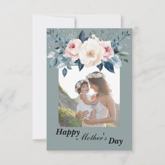 Elegant Blauw & Blush Licht Blauw Achtergrond Bloe (Voorkant)