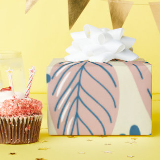 Elegant Blauw & Blush Natuur Cadeaupapier