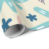 Elegant Blauw & Blush Natuur Cadeaupapier (Rol Hoek)