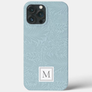 Elegant Blauw Boho Botanisch Patroon Monogram Case-Mate iPhone Case
