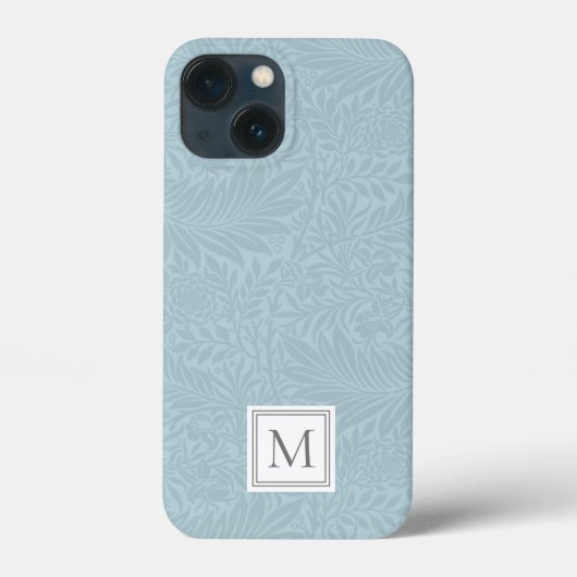 Elegant Blauw Boho Botanisch Patroon Monogram Case-Mate iPhone Case (Achterkant)