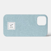 Elegant Blauw Boho Botanisch Patroon Monogram Case-Mate iPhone Case (Achterkant (horizontaal))