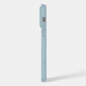 Elegant Blauw Boho Botanisch Patroon Monogram iPhone Hoesje (Linkerkant)