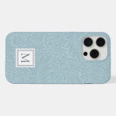 Elegant Blauw Boho Botanisch Patroon Monogram iPhone Hoesje (Achterkant horizontaal)
