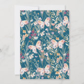 Elegant Blauw Boho Wildbloemen Bruiloft Kaart (Achterkant)