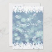 Elegant blauw bokeh kerstboom bedrijfsfeest kaart (Achterkant)