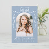 Elegant blauw  boog foto afstudeerfeest kaart (Staand voorkant)