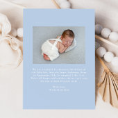 Elegant blauw boog foto geboorte aankondiging