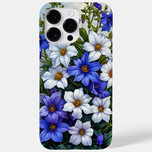 Elegant Blauw Botanisch Bloemontwerp, Zachte Natuu Case-Mate iPhone Case (Achterkant)