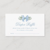 Elegant Blauw Bow Boy Baby shower Luier Raffle Informatiekaartje (Voorkant)