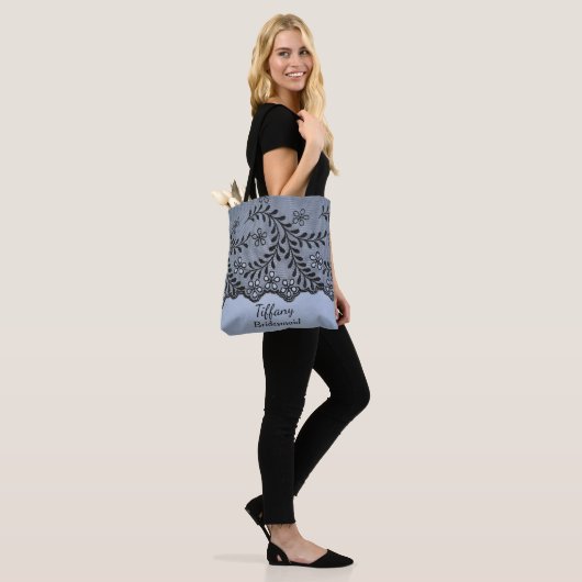 Elegant blauw bruidsmeisje tote bag (Op model)
