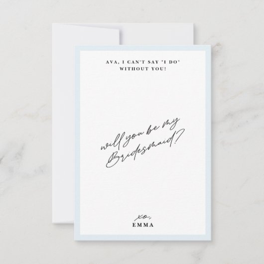 Elegant  blauw bruidsmeisje voorstel Kaart (Voorkant)