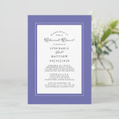 Elegant Blauw Bruiloftsrepetie Diner Kaart (Staand voorkant)