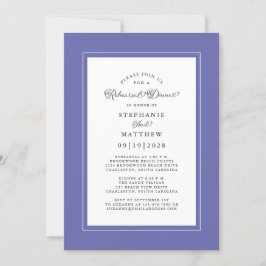 Elegant Blauw Bruiloftsrepetie Diner Kaart