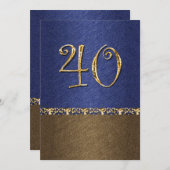 elegant blauw bruin 40e partij kaart (Voorkant / Achterkant)