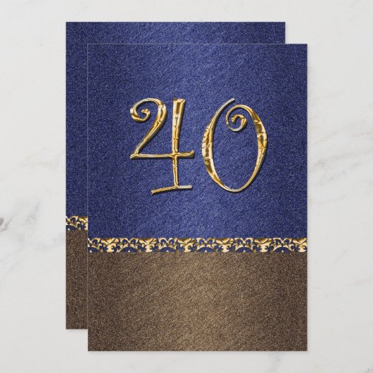 elegant blauw bruin 40e partij kaart (Voorkant / Achterkant)