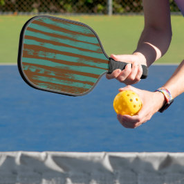 Elegant blauw & bruin abstract modern patroon pickleball paddle