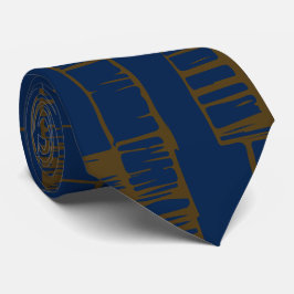 Elegant blauw & bruin abstract patroon stropdas