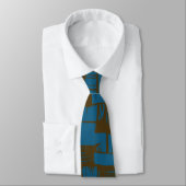 Elegant blauw & bruin abstract patroon stropdas (Gebonden)