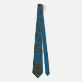 Elegant blauw & bruin abstract patroon stropdas (Voorkant)