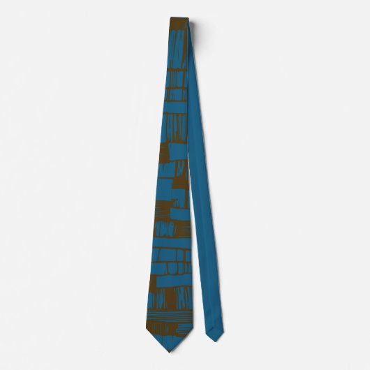 Elegant blauw & bruin abstract patroon stropdas (Voorkant)