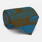 Elegant blauw & bruin abstract patroon stropdas (Opgerold)