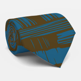Elegant blauw & bruin abstract patroon stropdas