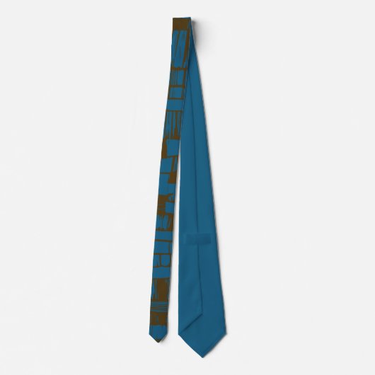 Elegant blauw & bruin abstract patroon stropdas (Achterkant)