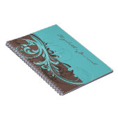 Elegant blauw bruin gepersonaliseerd tijdschrift N Notitieboek (Rechterzijde)