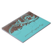 Elegant blauw bruin gepersonaliseerd tijdschrift N Notitieboek (Linkerzijde)