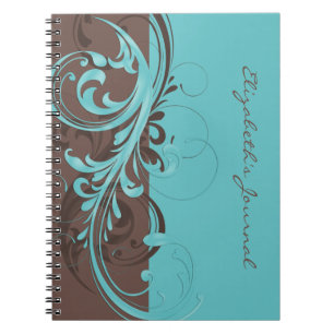 Elegant blauw bruin gepersonaliseerd tijdschrift N Notitieboek