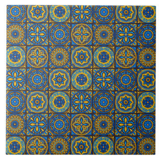 Elegant blauw& bruin Marokkaans patroon Tegeltje