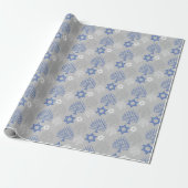 Elegant Blauw Chanoeka vakantie patroon Cadeaupapier (Uitgerold)