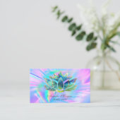 Elegant Blauw Chic Lotus Bloem Holografisch Visitekaartje (Staand voorkant)