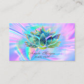 Elegant Blauw Chic Lotus Bloem Holografisch Visitekaartje (Voorkant)
