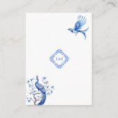 Elegant blauw chinoiserie bruiloft informatiekaartje (Achterkant)
