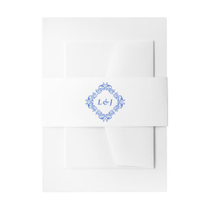 Elegant blauw chinoiserie bruiloft uitnodigingen wikkel