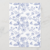 Elegant Blauw Chinoiserie Victoriaans Bloemenbruil Menu (Achterkant)