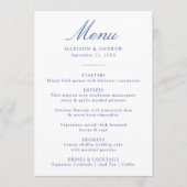 Elegant Blauw Chinoiserie Victoriaans Bloemenbruil Menu (Voorkant)