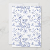 Elegant Blauw Chinoiserie Victoriaans Bloemenbruil Save The Date (Achterkant)