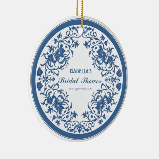 Elegant Blauw Chinoiserie Victoriaanse Chinese Blo Keramisch Ornament (Rechts)