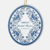 Elegant Blauw Chinoiserie Victoriaanse Chinese Blo Keramisch Ornament (Links)