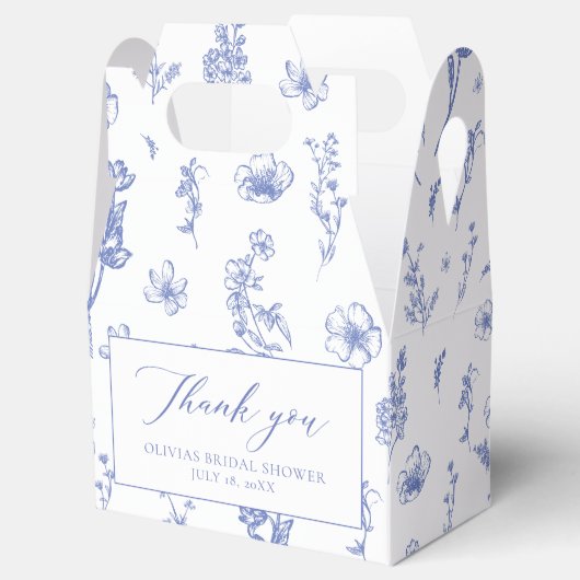 Elegant  blauw Chinoiserie Vrijgezellenfeest Bedankdoosjes (Geopend)