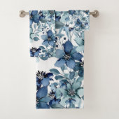 Elegant Blauw  Chintz Patroon Bad Handdoek (Insitu)