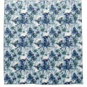 Elegant Blauw  Chintz Patroon Douchegordijn (Voorkant)