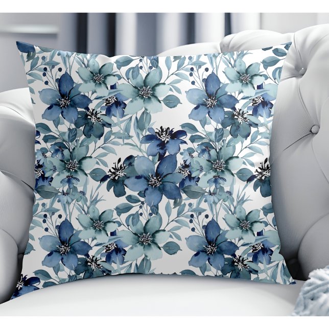 Elegant Blauw  Chintz Patroon Kussen (Creator heeft geüpload)