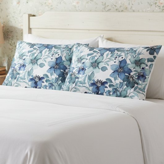 Elegant Blauw Chintz Patroon Kussensloop